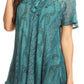 Sakkas Amanda Flowy Summer Casual Blouse Top Stonewashed with Embroidery & Corset