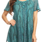 Sakkas Amanda Flowy Summer Casual Blouse Top Stonewashed with Embroidery & Corset