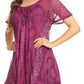 Sakkas Amanda Flowy Summer Casual Blouse Top Stonewashed with Embroidery & Corset