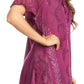 Sakkas Amanda Flowy Summer Casual Blouse Top Stonewashed with Embroidery & Corset