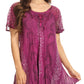 Sakkas Amanda Flowy Summer Casual Blouse Top Stonewashed with Embroidery & Corset