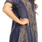 Sakkas Amanda Flowy Summer Casual Blouse Top Stonewashed with Embroidery & Corset