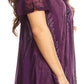 Sakkas Amanda Flowy Summer Casual Blouse Top Stonewashed with Embroidery & Corset