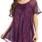 Sakkas Amanda Flowy Summer Casual Blouse Top Stonewashed with Embroidery & Corset