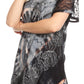 Sakkas Hira Women Short Sleeve Eyelet Lace Blouse Top in Tie-dye with Corset Flowy