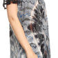 Sakkas Hira Women Short Sleeve Eyelet Lace Blouse Top in Tie-dye with Corset Flowy