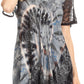 Sakkas Hira Women Short Sleeve Eyelet Lace Blouse Top in Tie-dye with Corset Flowy