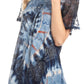 Sakkas Hira Women Short Sleeve Eyelet Lace Blouse Top in Tie-dye with Corset Flowy