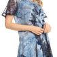 Sakkas Hira Women Short Sleeve Eyelet Lace Blouse Top in Tie-dye with Corset Flowy