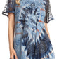 Sakkas Hira Women Short Sleeve Eyelet Lace Blouse Top in Tie-dye with Corset Flowy