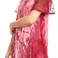 Sakkas Hira Women Short Sleeve Eyelet Lace Blouse Top in Tie-dye with Corset Flowy