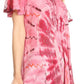Sakkas Hira Women Short Sleeve Eyelet Lace Blouse Top in Tie-dye with Corset Flowy