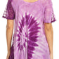 Sakkas Hira Women Short Sleeve Eyelet Lace Blouse Top in Tie-dye with Corset Flowy