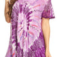 Sakkas Hira Women Short Sleeve Eyelet Lace Blouse Top in Tie-dye with Corset Flowy