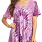Sakkas Hira Women Short Sleeve Eyelet Lace Blouse Top in Tie-dye with Corset Flowy
