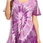 Sakkas Hira Women Short Sleeve Eyelet Lace Blouse Top in Tie-dye with Corset Flowy