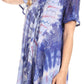 Sakkas Hira Women Short Sleeve Eyelet Lace Blouse Top in Tie-dye with Corset Flowy