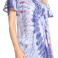 Sakkas Hira Women Short Sleeve Eyelet Lace Blouse Top in Tie-dye with Corset Flowy