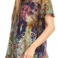 Sakkas Sara Blusa de Manga Corta Estilo Campesino Fluida para Mujer con Bordado Tie-Dye Batik