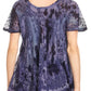 Sakkas Sara Blusa de Manga Corta Estilo Campesino Fluida para Mujer con Bordado Tie-Dye Batik