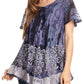 Sakkas Sara Blusa de Manga Corta Estilo Campesino Fluida para Mujer con Bordado Tie-Dye Batik
