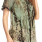 Sakkas Sara Blusa de Manga Corta Estilo Campesino Fluida para Mujer con Bordado Tie-Dye Batik