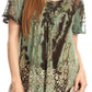 Sakkas Sara Blusa de Manga Corta Estilo Campesino Fluida para Mujer con Bordado Tie-Dye Batik