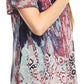 Sakkas Sara Blusa de Manga Corta Estilo Campesino Fluida para Mujer con Bordado Tie-Dye Batik