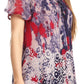 Sakkas Sara Blusa de Manga Corta Estilo Campesino Fluida para Mujer con Bordado Tie-Dye Batik