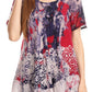 Sakkas Sara Blusa de Manga Corta Estilo Campesino Fluida para Mujer con Bordado Tie-Dye Batik