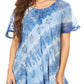 Sakkas Flavia Womens Everyday Blouse Top with Tie-dye & Block Print Light and Soft