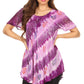 Sakkas Flavia Womens Everyday Blouse Top with Tie-dye & Block Print Light and Soft