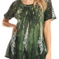 Sakkas Jannat  Short Sleeve Casual Work Top Blouse in Tie-Dye with Embroidery Lace