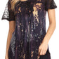 Sakkas Jannat  Short Sleeve Casual Work Top Blouse in Tie-Dye with Embroidery Lace