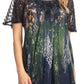 Sakkas Jannat  Short Sleeve Casual Work Top Blouse in Tie-Dye with Embroidery Lace