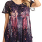 Sakkas Jannat  Short Sleeve Casual Work Top Blouse in Tie-Dye with Embroidery Lace