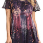Sakkas Jannat  Short Sleeve Casual Work Top Blouse in Tie-Dye with Embroidery Lace