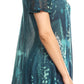 Sakkas Jannat  Short Sleeve Casual Work Top Blouse in Tie-Dye with Embroidery Lace