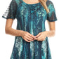Sakkas Jannat  Short Sleeve Casual Work Top Blouse in Tie-Dye with Embroidery Lace
