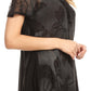 Sakkas Parisa Casual Summer Short Sleeve Top Blouse with Corset and Embroidery