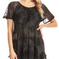 Sakkas Parisa Casual Summer Short Sleeve Top Blouse with Corset and Embroidery
