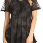 Sakkas Parisa Casual Summer Short Sleeve Top Blouse with Corset and Embroidery