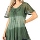 Sakkas Parisa Casual Summer Short Sleeve Top Blouse with Corset and Embroidery