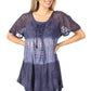 Sakkas Parisa Casual Summer Short Sleeve Top Blouse with Corset and Embroidery