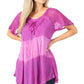 Sakkas Parisa Casual Summer Short Sleeve Top Blouse with Corset and Embroidery