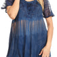 Sakkas Parisa Casual Summer Short Sleeve Top Blouse with Corset and Embroidery