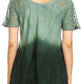 Sakkas Magda Womens Short Sleeve Flare Bohemian Blouse Top Lace Batik Printed
