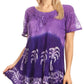 Sakkas Magda Womens Short Sleeve Flare Bohemian Blouse Top Lace Batik Printed