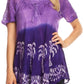 Sakkas Magda Womens Short Sleeve Flare Bohemian Blouse Top Lace Batik Printed
