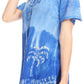 Sakkas Magda Womens Short Sleeve Flare Bohemian Blouse Top Lace Batik Printed